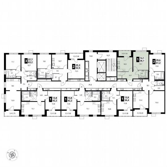 1-к. квартира, 38,1 м², 11/23 эт.