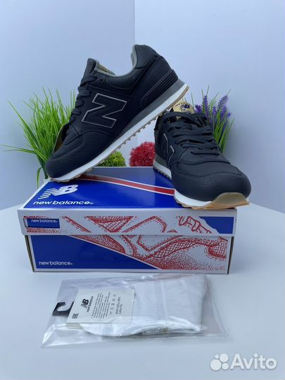 Кроссовки new balance 574 кожаные