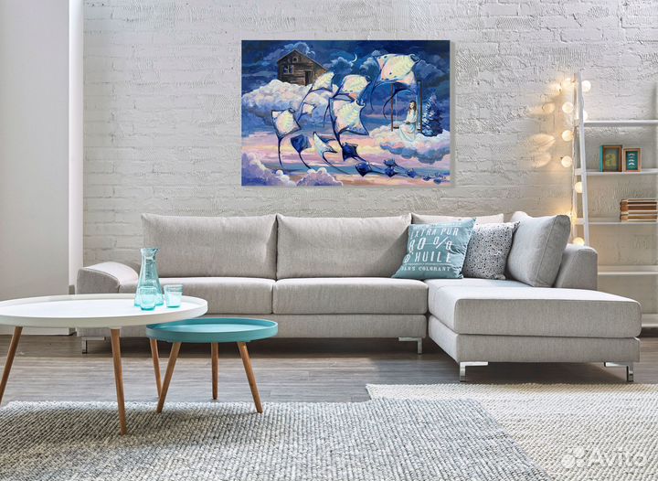 Большая картина с облаками для детской 100*70 см