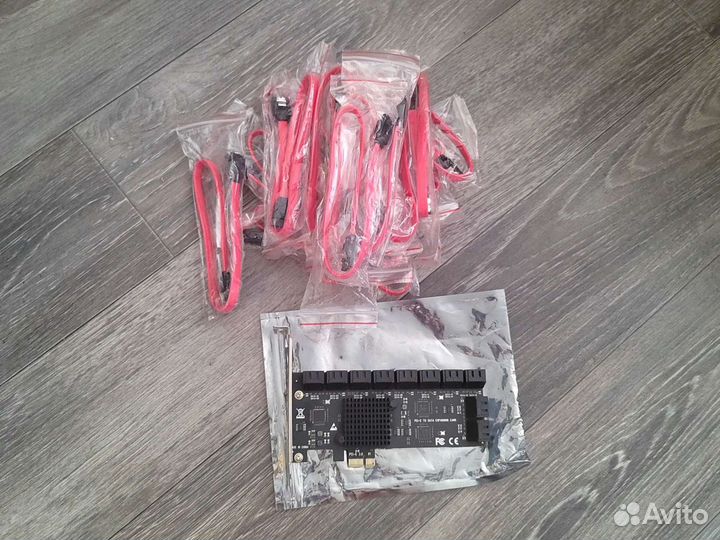 Контроллер pci-e to SATA 20шт, riser