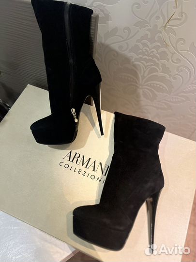 Сапоги замшевые ботфорты на высоком каблуке 35-36