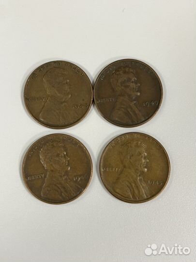 1 цент США 1940-е Линкольн пшеничный