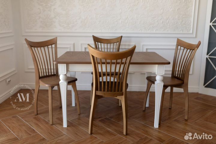 Набор стол обеденный и стулья 4шт массив бука