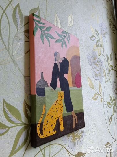 Картина на холсте Девушка с тигром