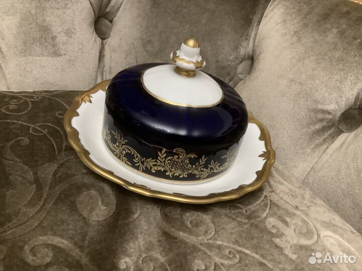 Блюдо, масленка, Weimar, Katharina, кобальт, ГДР
