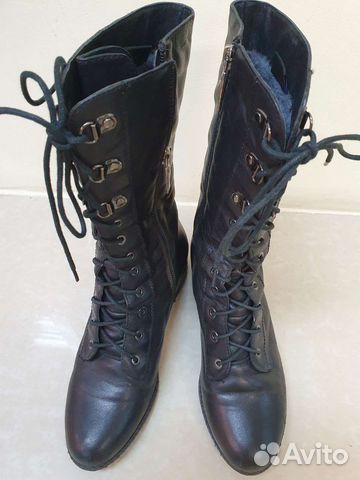 Сапоги жен. демис-е, зимние нат.кожа,нат. мех б/у