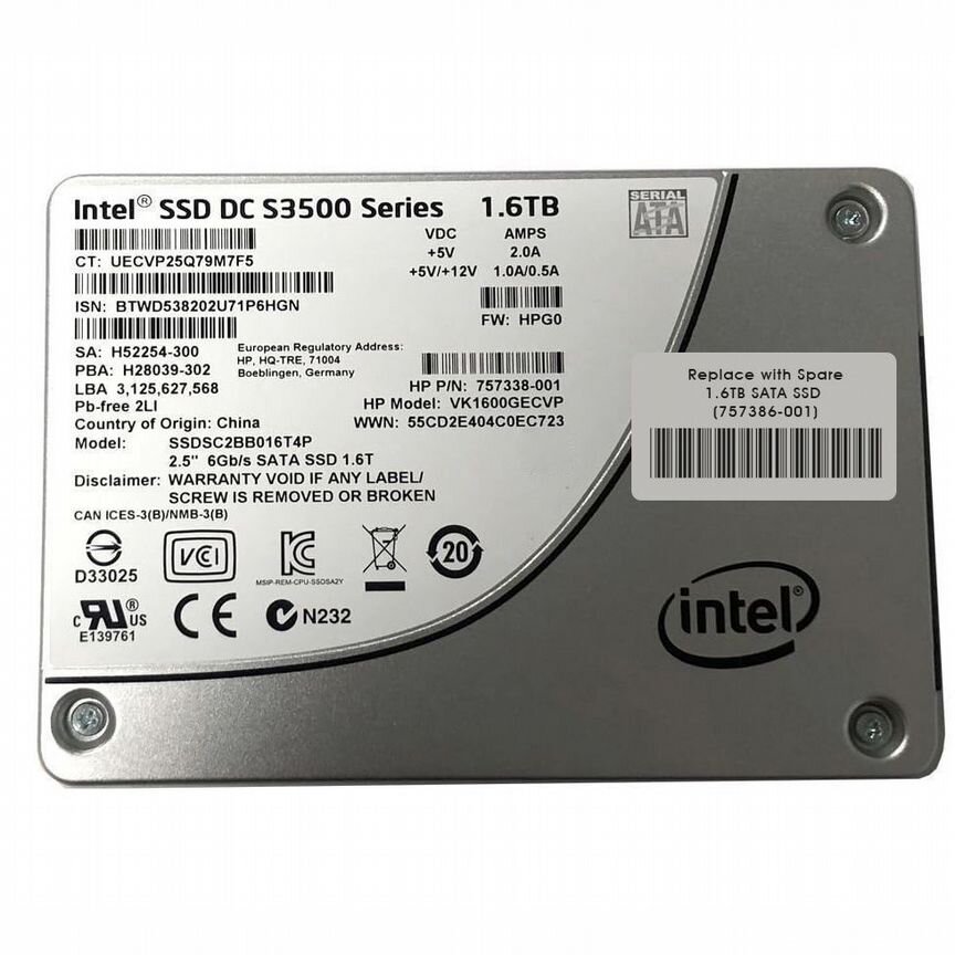 [757386-001] Жесткий Диск Hp 1.6tb Sata3 2,5" Ssd 757386-001