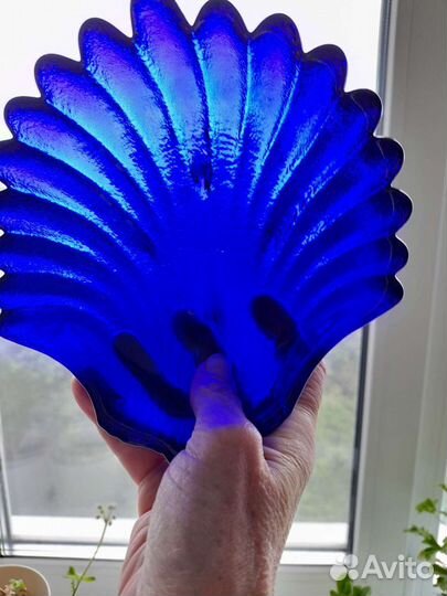 Ваза (салатница) -раковина кобальтовое стекло