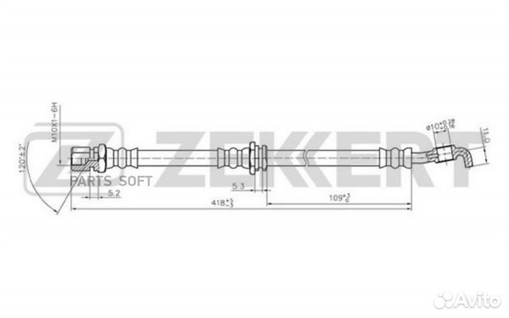 Zekkert BS9253 Шланг тормозной задний правый