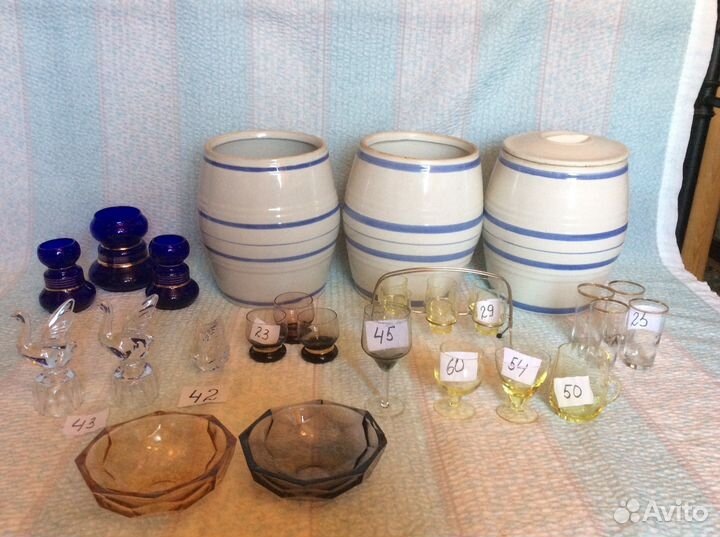 Посуда винтаж цветное стекло,хрусталь, вазы,фужеры