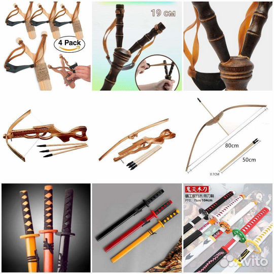 Коллекция оружия дерево катана лук арбалет рогатка