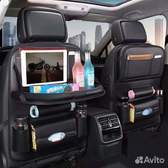 Органайзер в авто на спинку сиденья со столиком