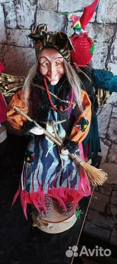 Сувенир, интерьерная кукла, бабка ежка