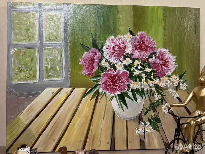 Картина маслом пионы