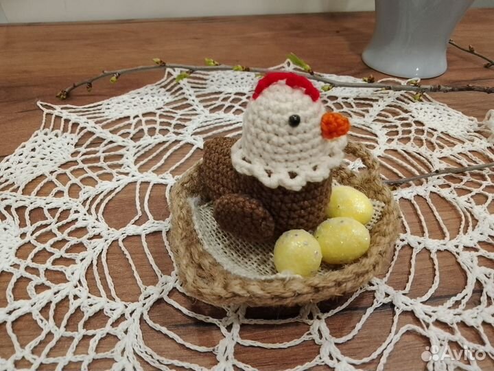Вязаные игрушки ручной работы курочка