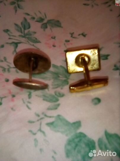 Запонки винтажные мельхиор эмаль клуазоне СССР