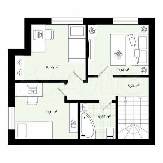 3-к. квартира, 90,7 м², 1/1 эт.