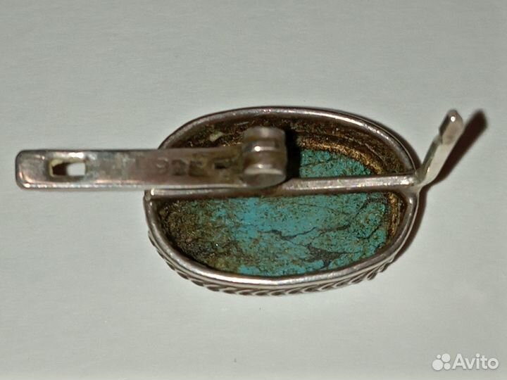 Серьга, серебро 925 пробы, натуральная бирюза