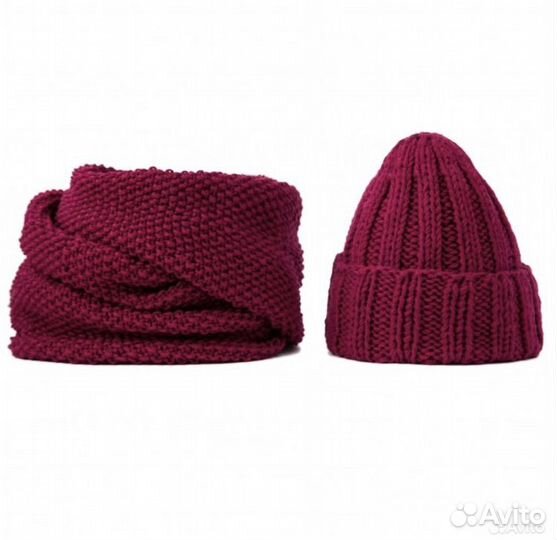 Комплект шапка и снуд Винный