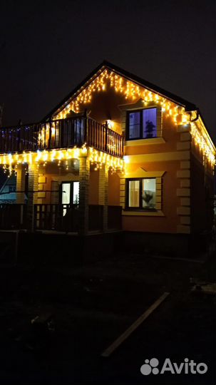 Украшение домов гирляндами