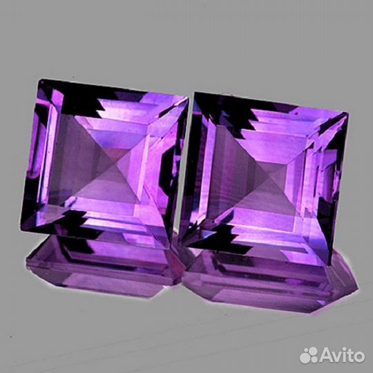 Аметист натуральный 4,44Ct 8мм 2шт VVS Square Афри