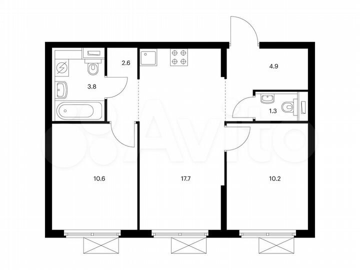 2-к. квартира, 51,1 м², 11/15 эт.