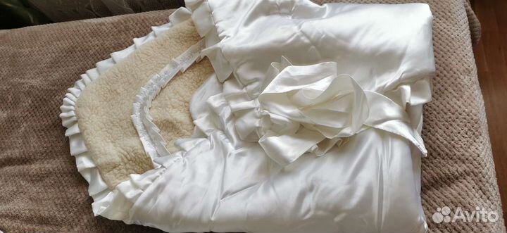 Конверт одеяло на выписку, на овчине