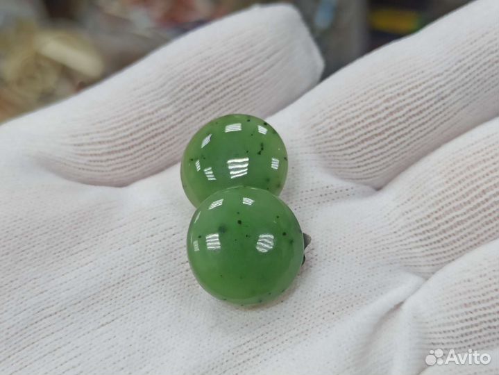 Винтажные Клипсы Нефрит Серьги Нефритовые Ретро