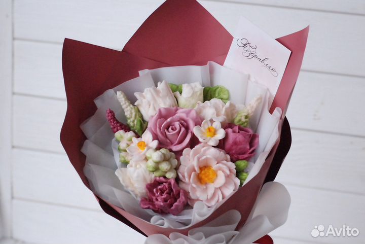 Цветы из зефира, съедобный букет