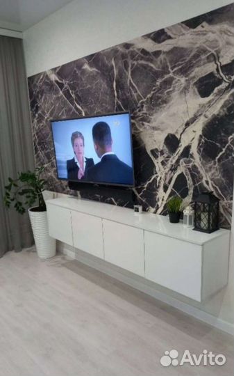 Тв тумба подвесная белый глянец новая