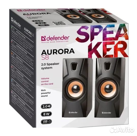 Акустическая система 2.0 Defender Aurora S8 черный