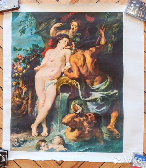 Репродукции на ткани.СССР, 1970гг.Новые.Рулон