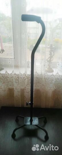 Трость для ходьбы телескопическая на 4 ножках