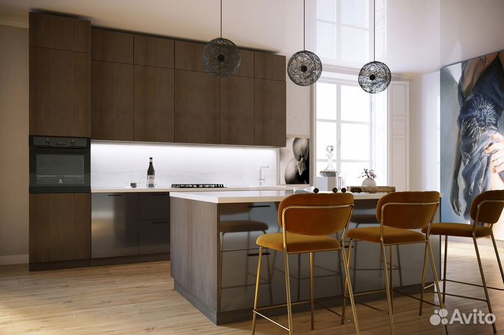 Кухня лдсп Вотан/Бетон/Анкор/Дуб Кальяри