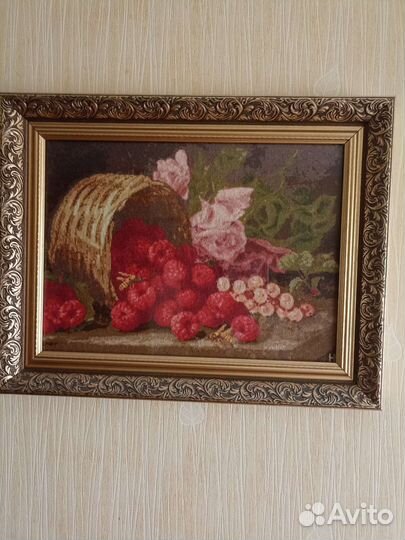 Картина вышитая крестом Малина