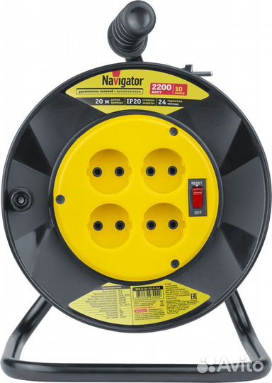 Удлинитель на катушке 4х20м без заземл. 93 902 NPE-R-04-20-X-2х1 navigator 93902
