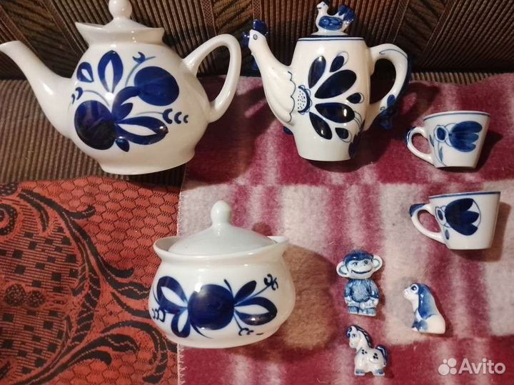 Набор Гжель СССР 60-Е Г. 8 предметов