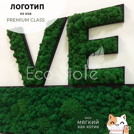 Буквы из мха. Логотип из мха