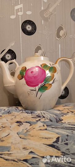 Чайник доливной фарфоровый Русский рис. Роза