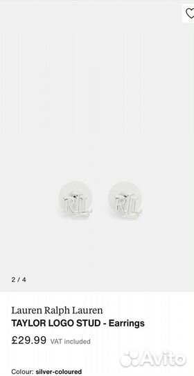 Новый комплект Ralph Lauren пусеты с цепочкой