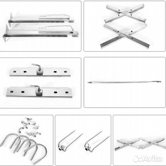 Вертел с мотором на высоких стойках нерж.сталь для