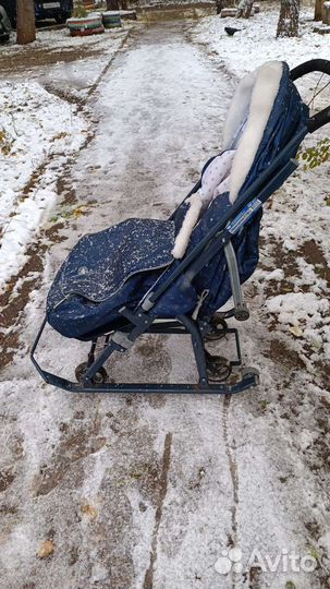 Санки Ника 7 колеса-полозья