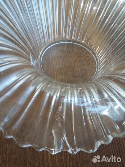 Огромная ваза корзинка с ручкой, стекло