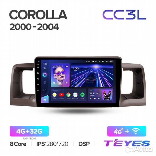 Магнитола Teyes CC3L для Toyota Corolla E120