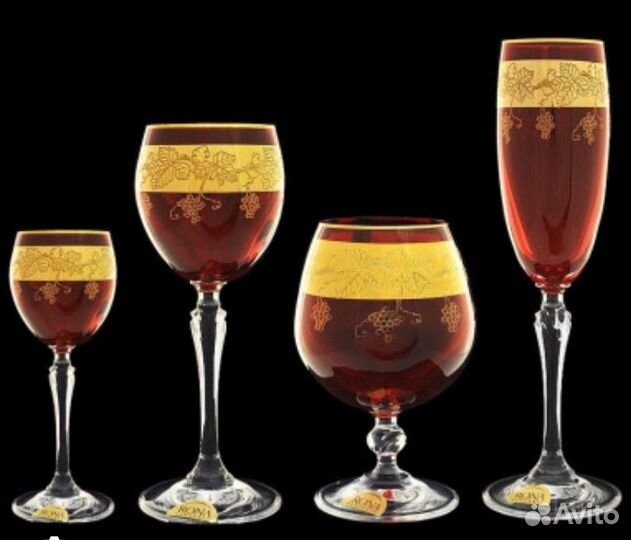 Бокалы bogemia/rona гранат 