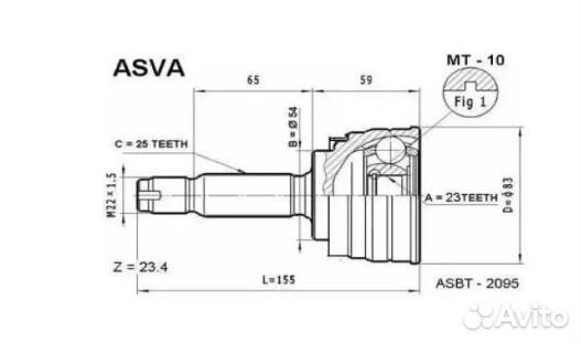 Шрус наружный asva MT10