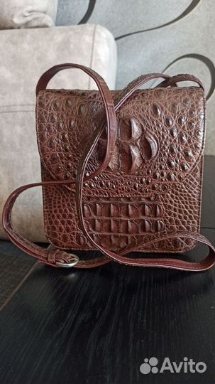 Сумка натуральная кожа крокодила коричневая