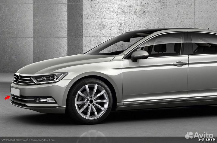 Накладка на передний бампер Volkswagen Passat B8 S