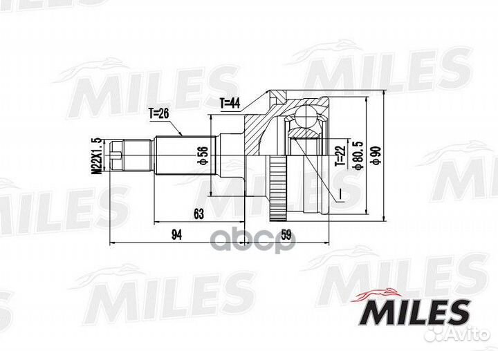 ШРУС mazda 323 1.5 94-98 нар.(ABS) GA20218 Miles