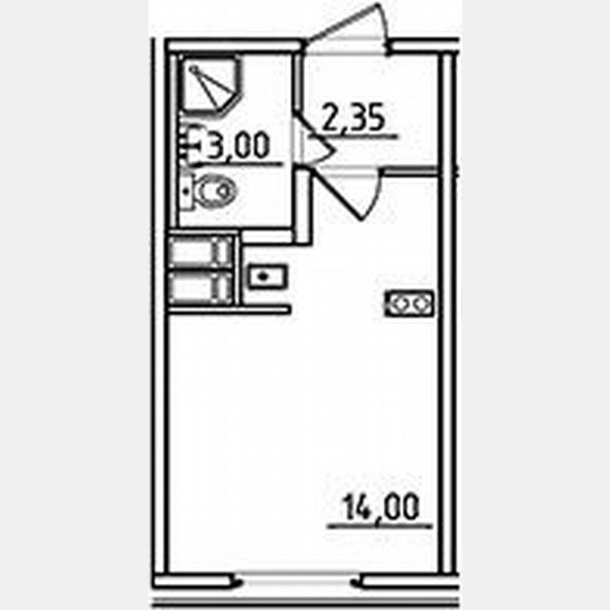 Квартира-студия, 19,4 м², 3/7 эт.